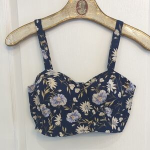 Blue Floral Bustier Top